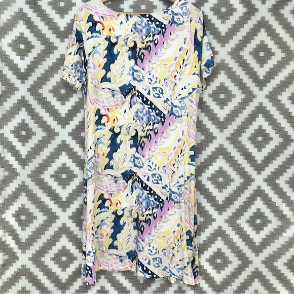 Chico’s Paisley Patterned Short Sleeve Jersey Knit T Shirt Dress - Picture 5 of 6